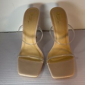 Nude Jelly Strap Heeled Sandals Size 10